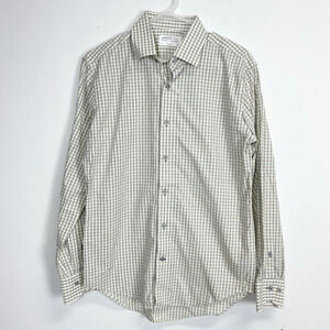 NEW Lorenzo Uomo Shirt Mens 15 32 33 Gray Yellow Button Up Trim Fit NWOT